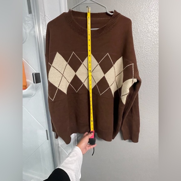 Shein DAZY Wool Knit Sweater - Brown, Cream (L) - Picture 3 of 5